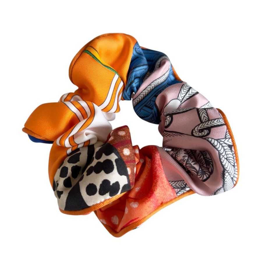HERMES Claudia Bloom scrunchie 絲質 彈性髮圈-0