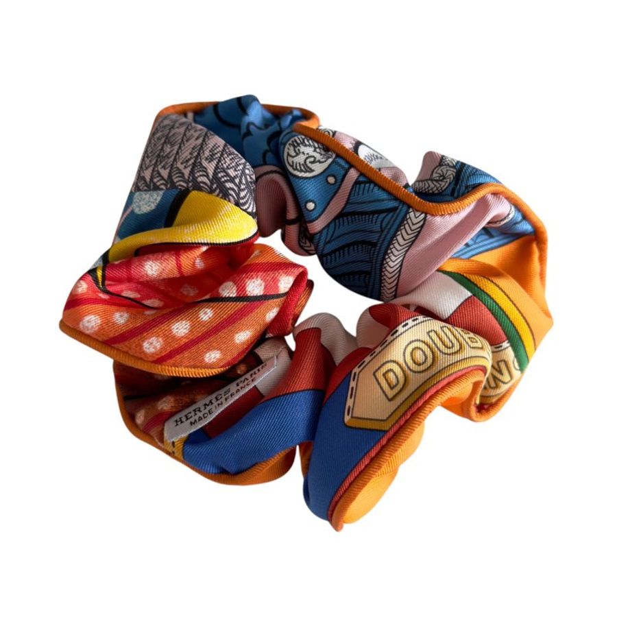 HERMES Claudia Bloom scrunchie 絲質 彈性髮圈-6