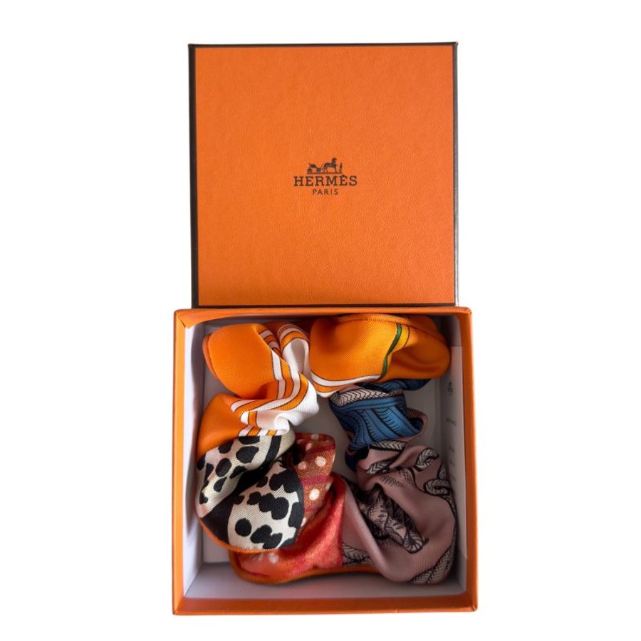 HERMES Claudia Bloom scrunchie 絲質 彈性髮圈-10