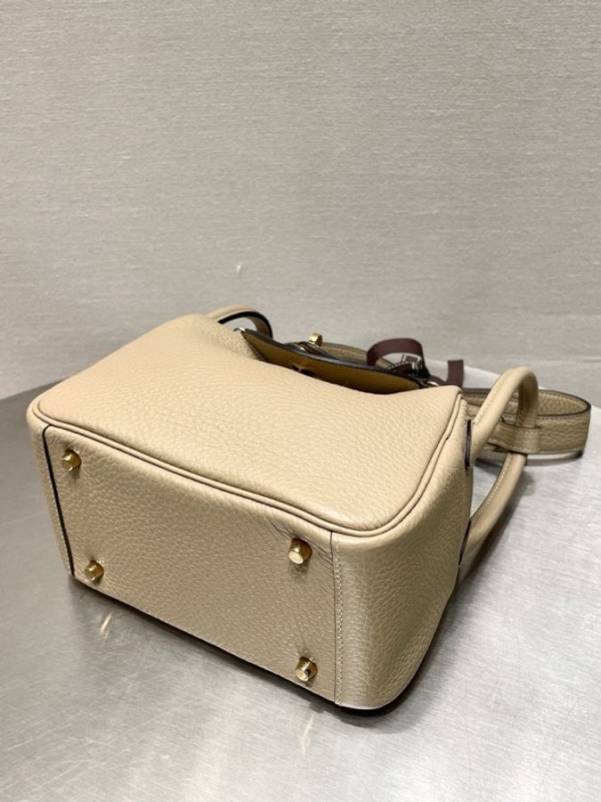 愛馬仕/Hermes mini Lindy風衣灰金扣 U刻-5