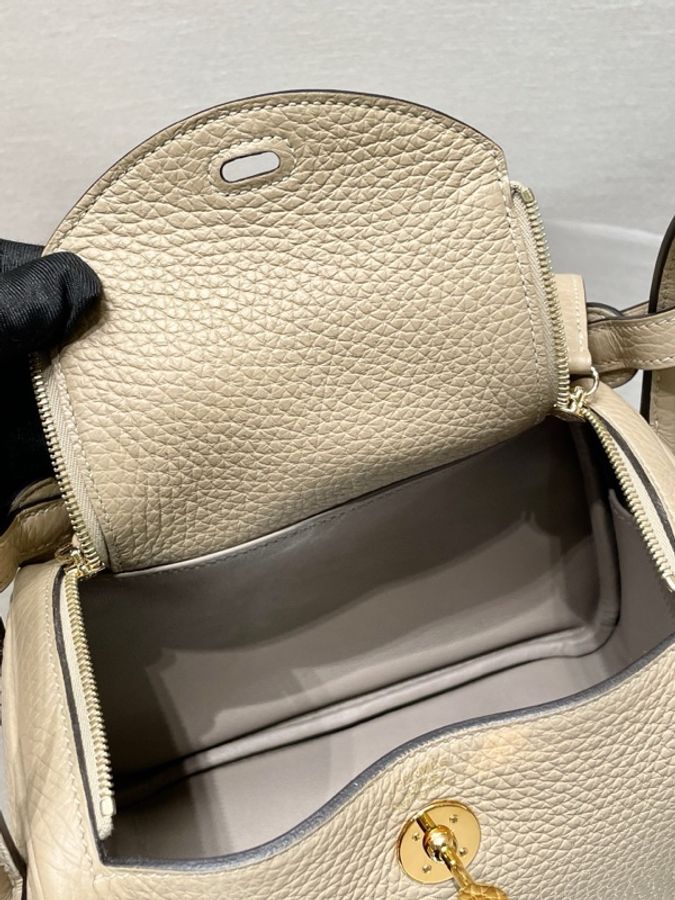 愛馬仕/Hermes mini Lindy風衣灰金扣 U刻-7