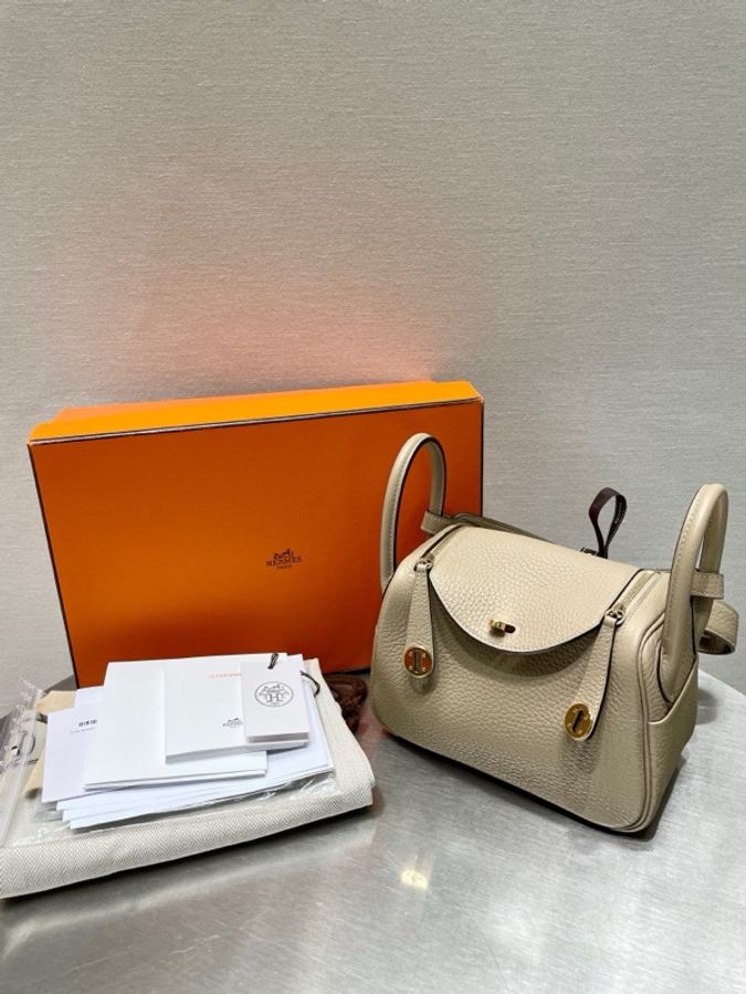 愛馬仕/Hermes mini Lindy風衣灰金扣 U刻-8