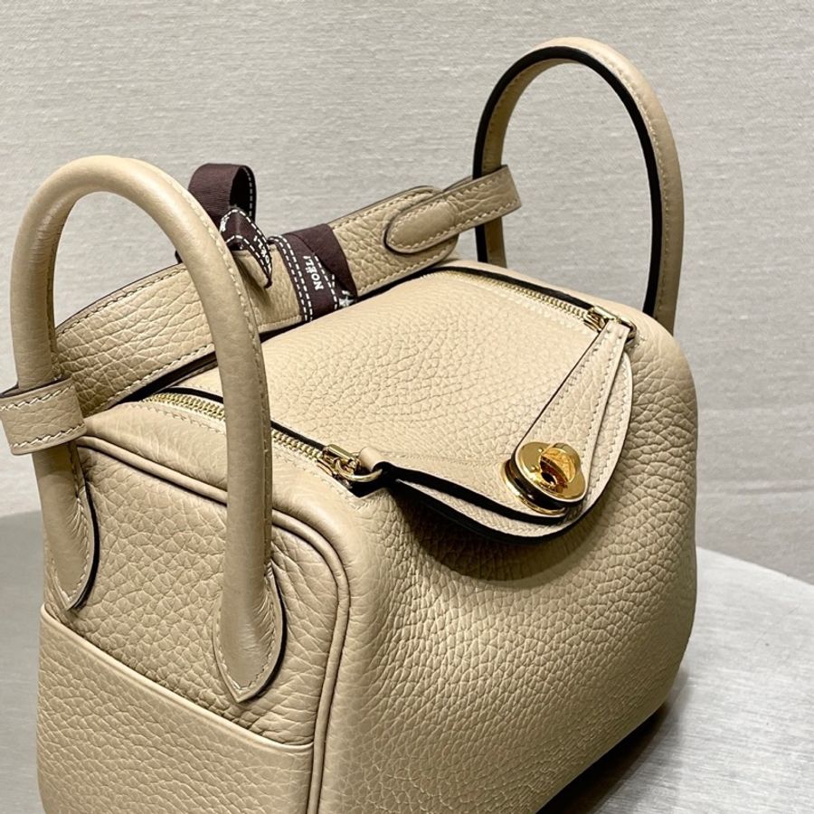 愛馬仕/Hermes mini Lindy風衣灰金扣 U刻-9