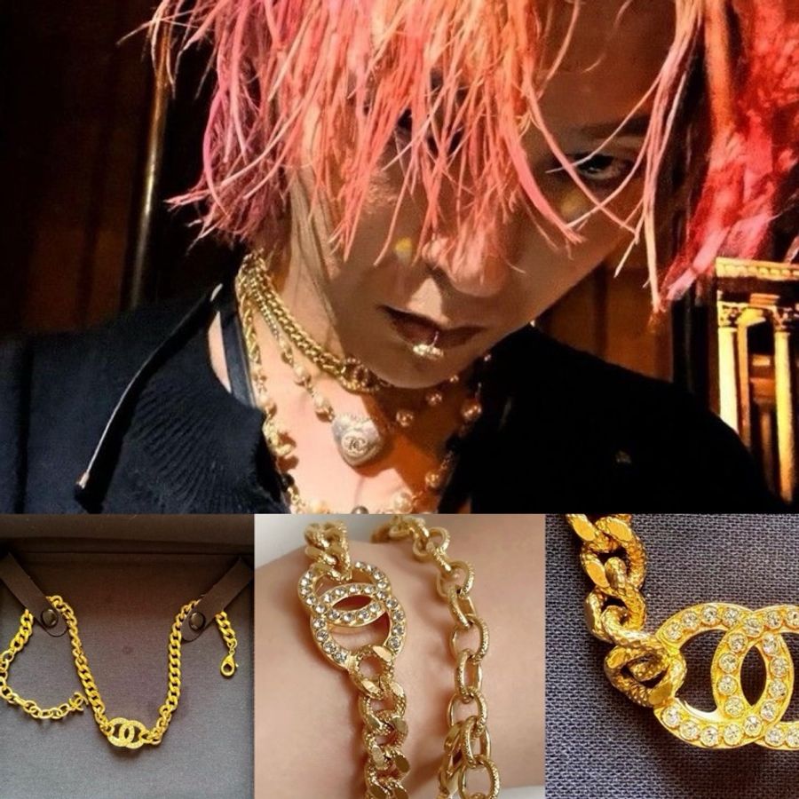 Chanel 香奈兒 24V 水鑽雙C復古金鏈條鎖骨鏈頸鏈 Choker-0