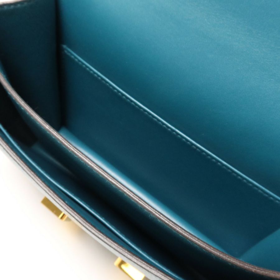 HERMES Evercolor皮革Constance Mini肩背袋Vert Bosphore-4