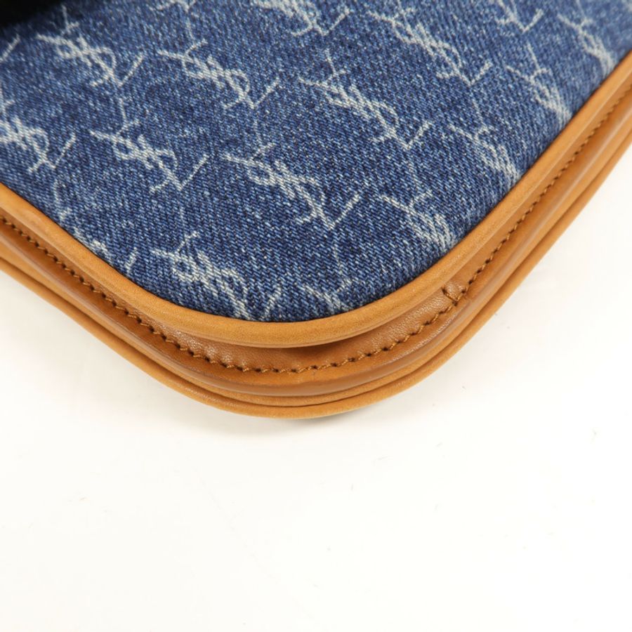 SAINT LAURENT Denim/牛皮皮革Le Monogram肩背袋-9
