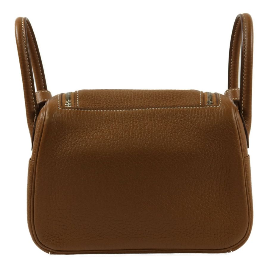 HERMES Clemence皮革Mini Lindy手挽肩背兩用袋Gold-1