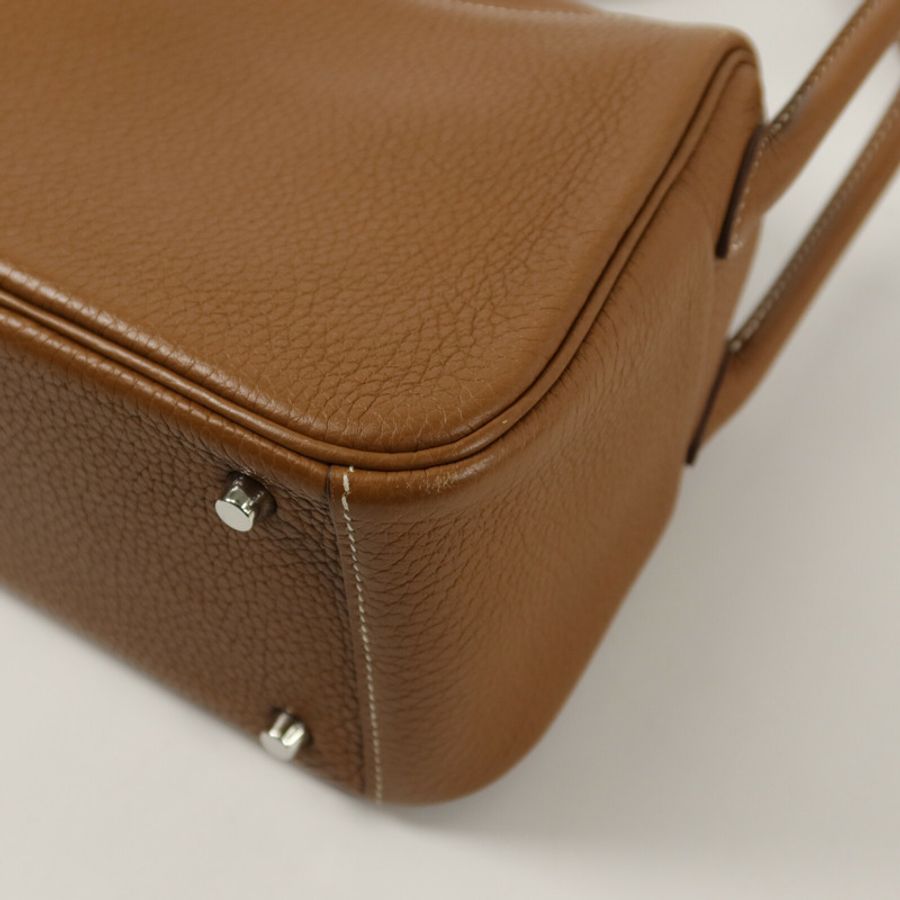HERMES Clemence皮革Mini Lindy手挽肩背兩用袋Gold-12