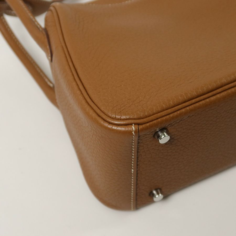 HERMES Clemence皮革Mini Lindy手挽肩背兩用袋Gold-13