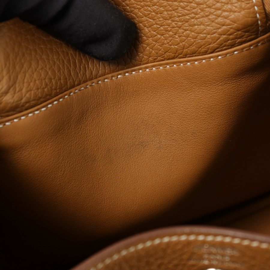 HERMES Clemence皮革Mini Lindy手挽肩背兩用袋Gold-16
