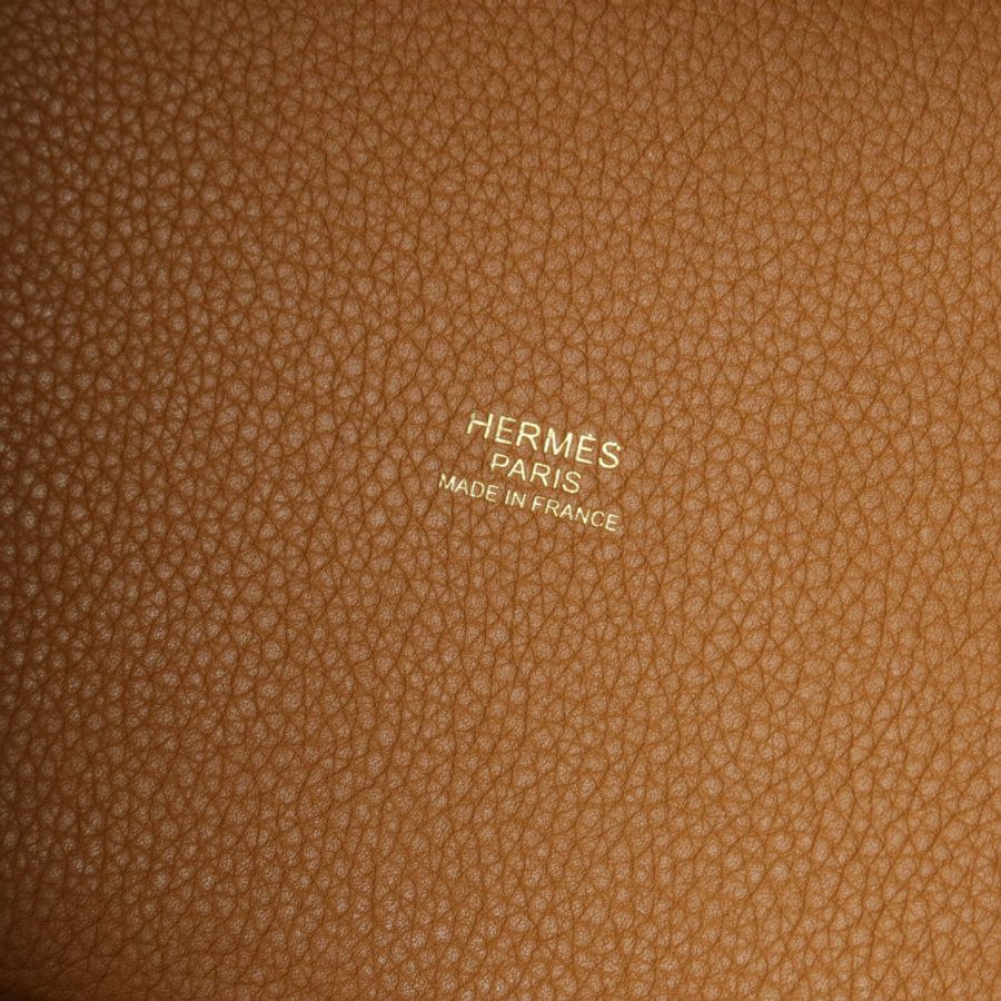 HERMES Clemence皮革Picotin PM手挽袋Gold-5