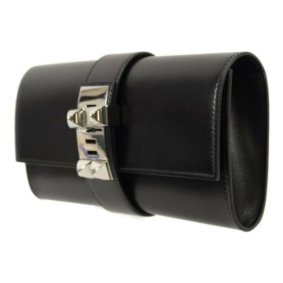 HERMES Box皮革Medor 23手拿包Noir-2