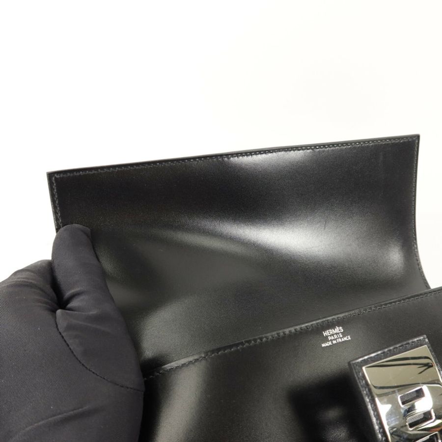 HERMES Box皮革Medor 23手拿包Noir-7