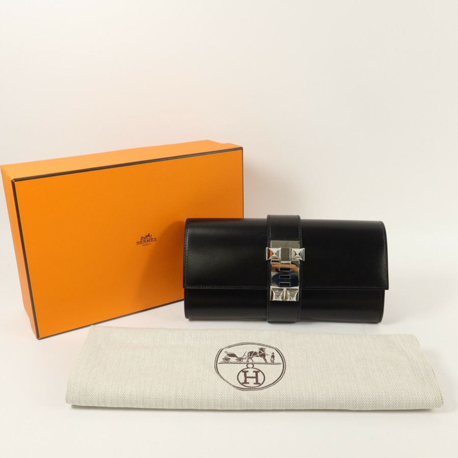 HERMES Box皮革Medor 23手拿包Noir-13