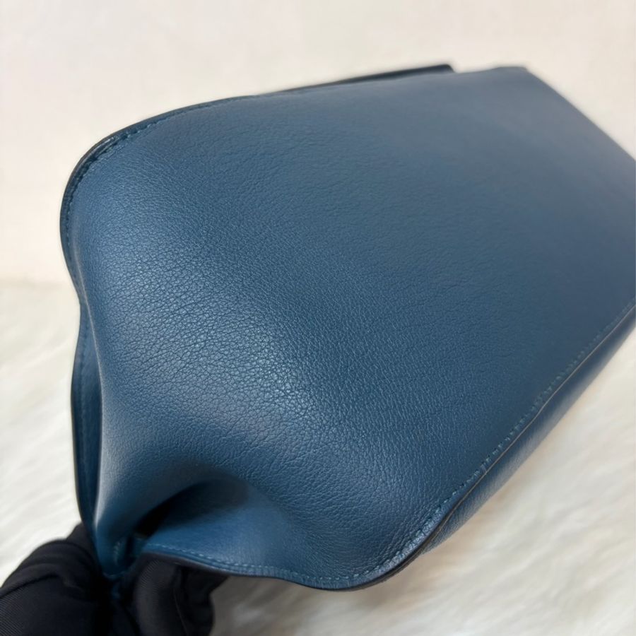 Hermes Jypsiere 28 霧霾藍 藍色 牛皮 銀釦 吉普賽 斜背包-9