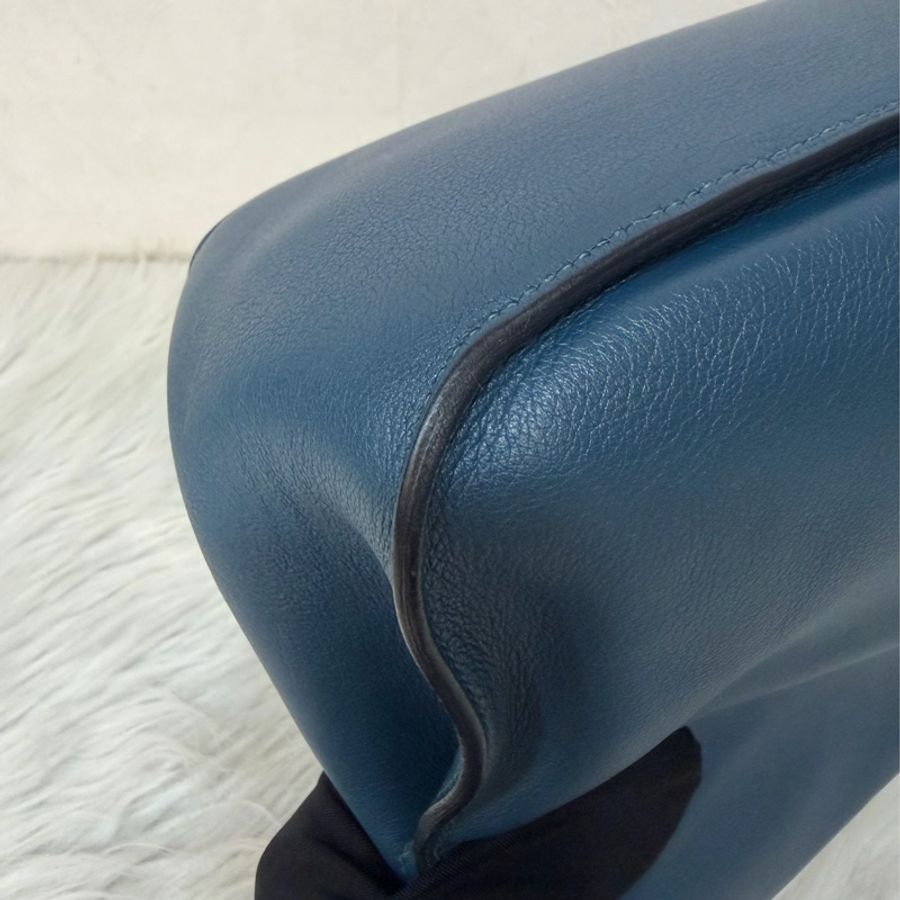 Hermes Jypsiere 28 霧霾藍 藍色 牛皮 銀釦 吉普賽 斜背包-10