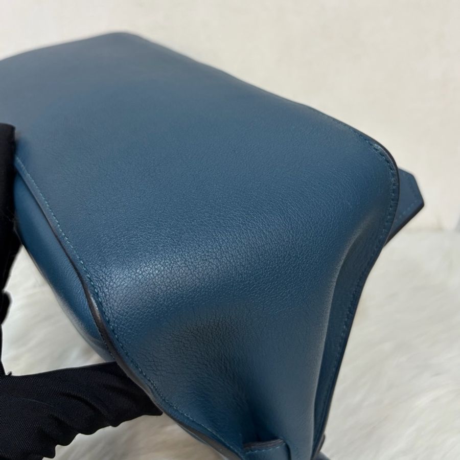 Hermes Jypsiere 28 霧霾藍 藍色 牛皮 銀釦 吉普賽 斜背包-12