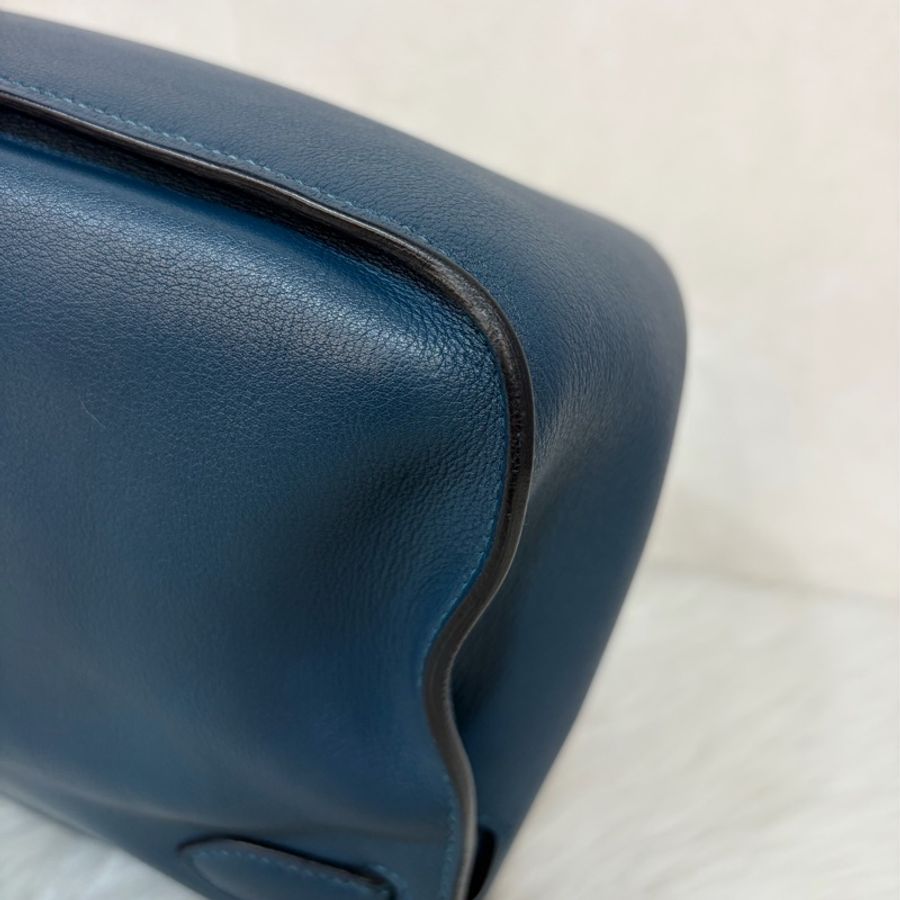 Hermes Jypsiere 28 霧霾藍 藍色 牛皮 銀釦 吉普賽 斜背包-13