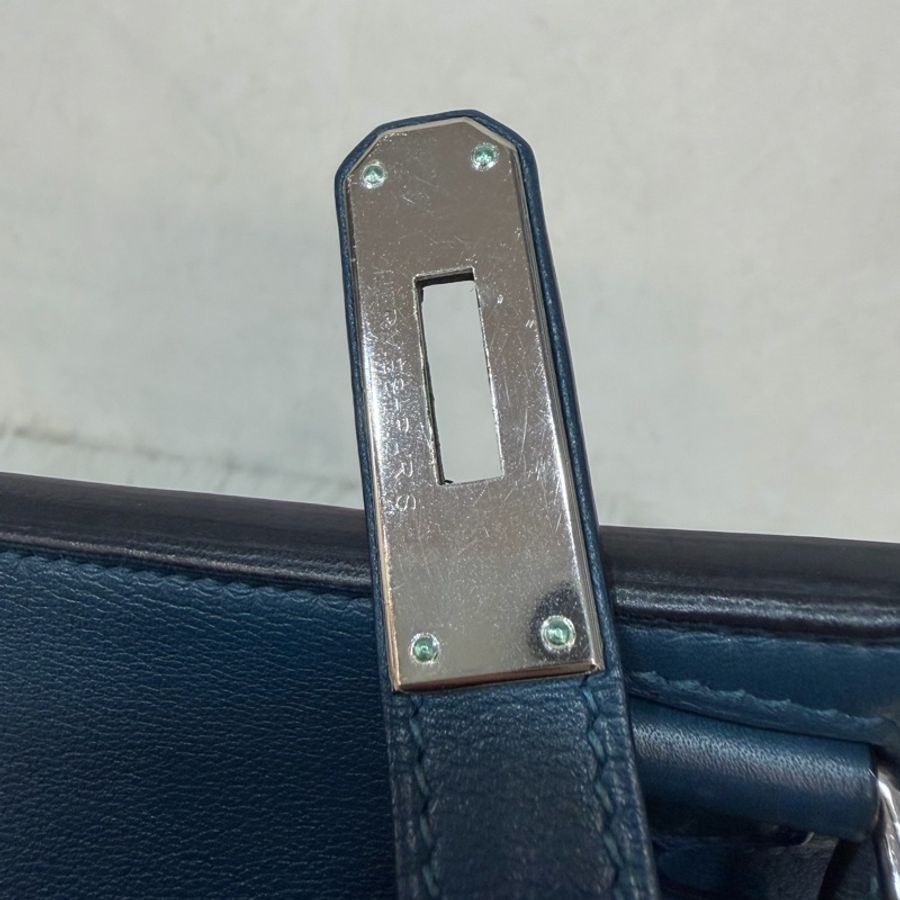 Hermes Jypsiere 28 霧霾藍 藍色 牛皮 銀釦 吉普賽 斜背包-28
