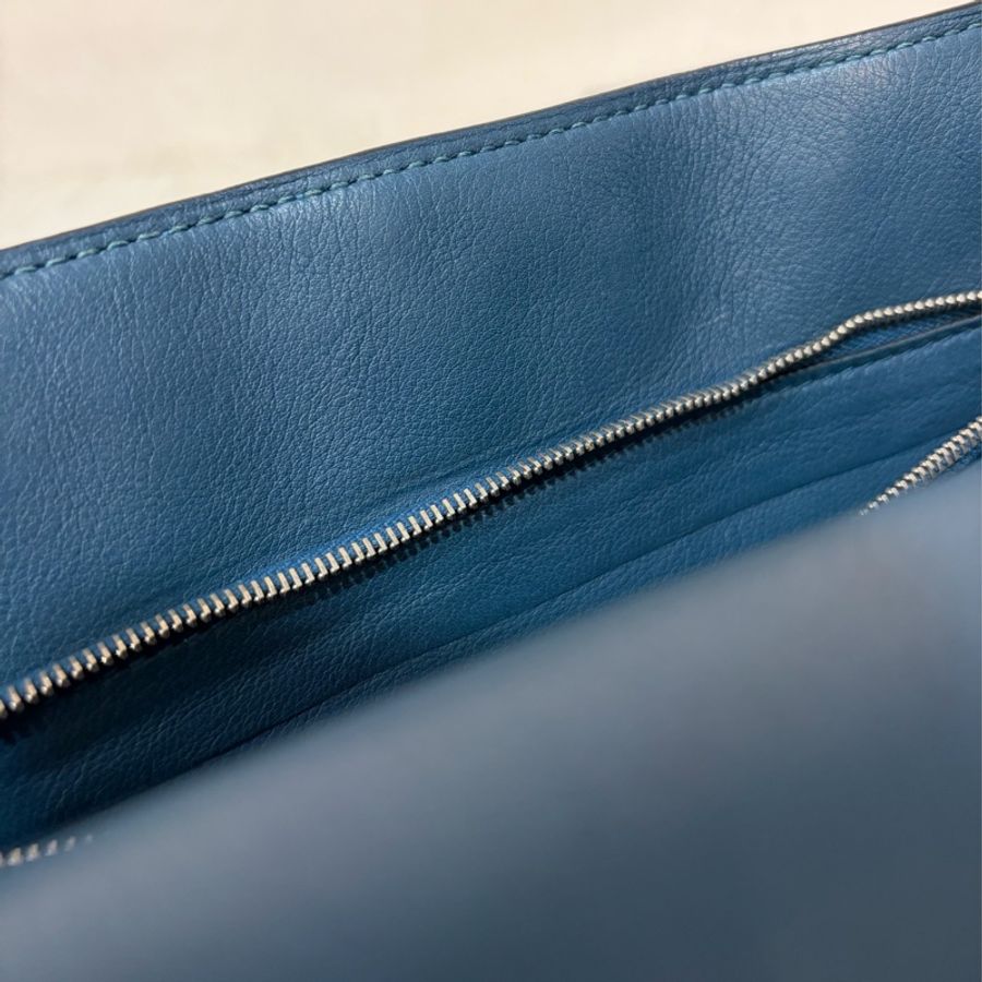 Hermes Jypsiere 28 霧霾藍 藍色 牛皮 銀釦 吉普賽 斜背包-51