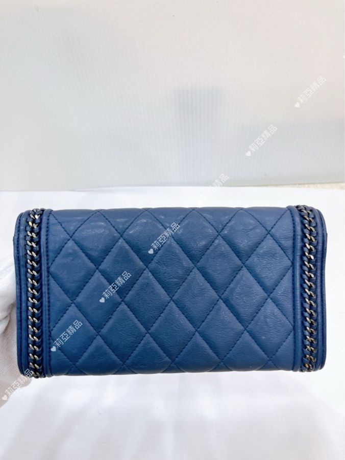 莉亞精品♡ Chanel A80287 藍色復古銀扣長夾 二手美包-2
