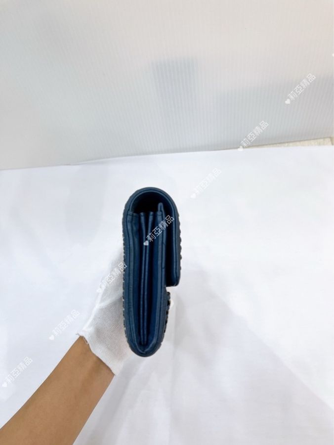 莉亞精品♡ Chanel A80287 藍色復古銀扣長夾 二手美包-3