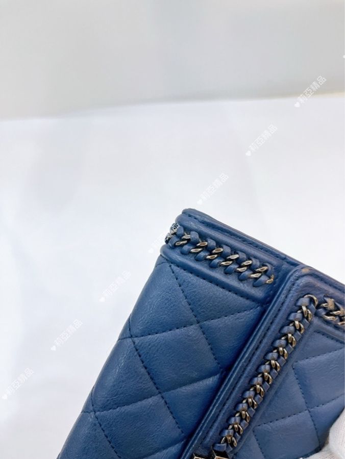 莉亞精品♡ Chanel A80287 藍色復古銀扣長夾 二手美包-12