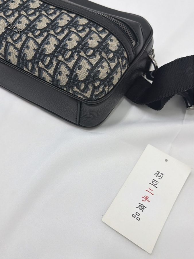 莉亞精品♡Dior 提花布拉鏈郵差包 老花 二手-10