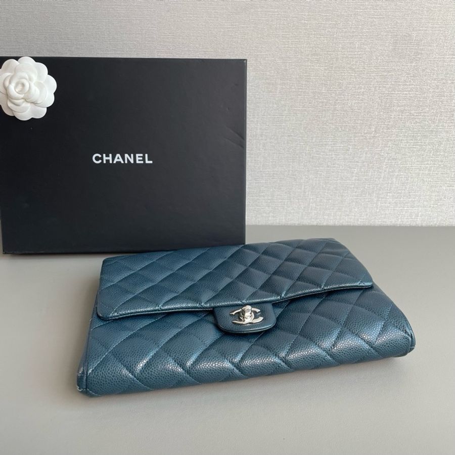 💎Chanel香奈兒｜cf timeless藏藍色銀扣荔枝皮鏈條包｜98新20開無卡-5