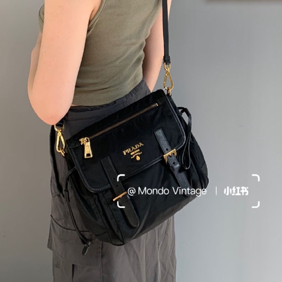 🌷PRADA 稀有尼龍郵差包|經典花紋✦fufu style 精品✦ 氣質款|側背包.斜背包-5