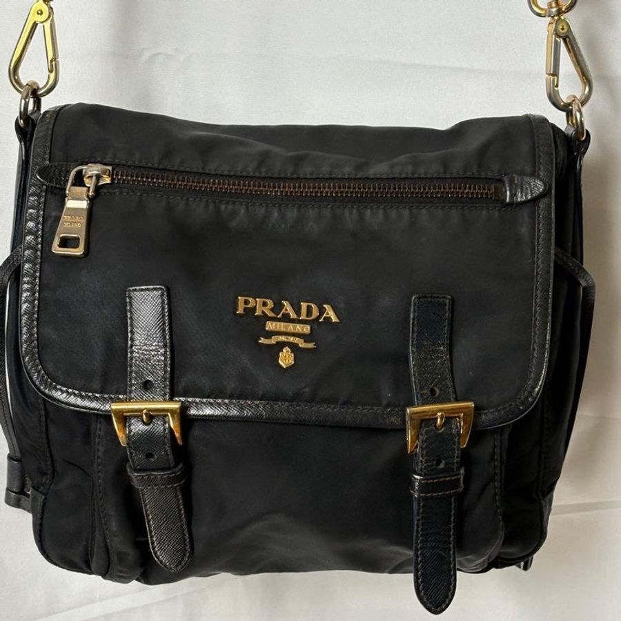 🌷PRADA 稀有尼龍郵差包|經典花紋✦fufu style 精品✦ 氣質款|側背包.斜背包-11