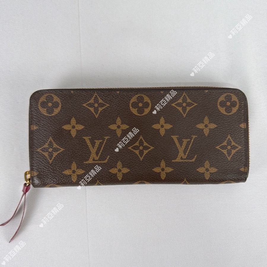 莉亞精品♡ LvM60742 Clemence紫紅色長夾 二手-1