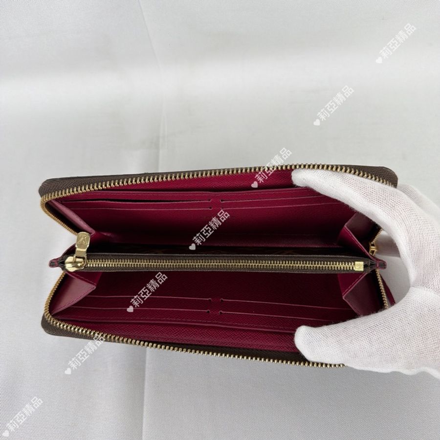 莉亞精品♡ LvM60742 Clemence紫紅色長夾 二手-7