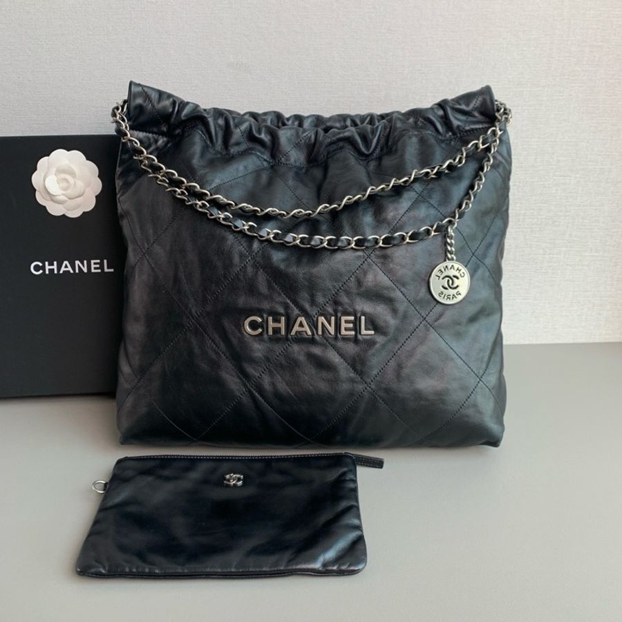 Chanel香奈兒🖤 22bag黑銀中號垃圾袋😻-2