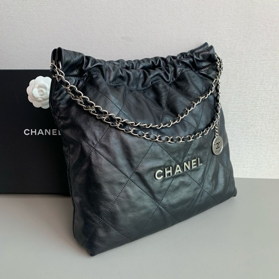 Chanel香奈兒🖤 22bag黑銀中號垃圾袋😻-6