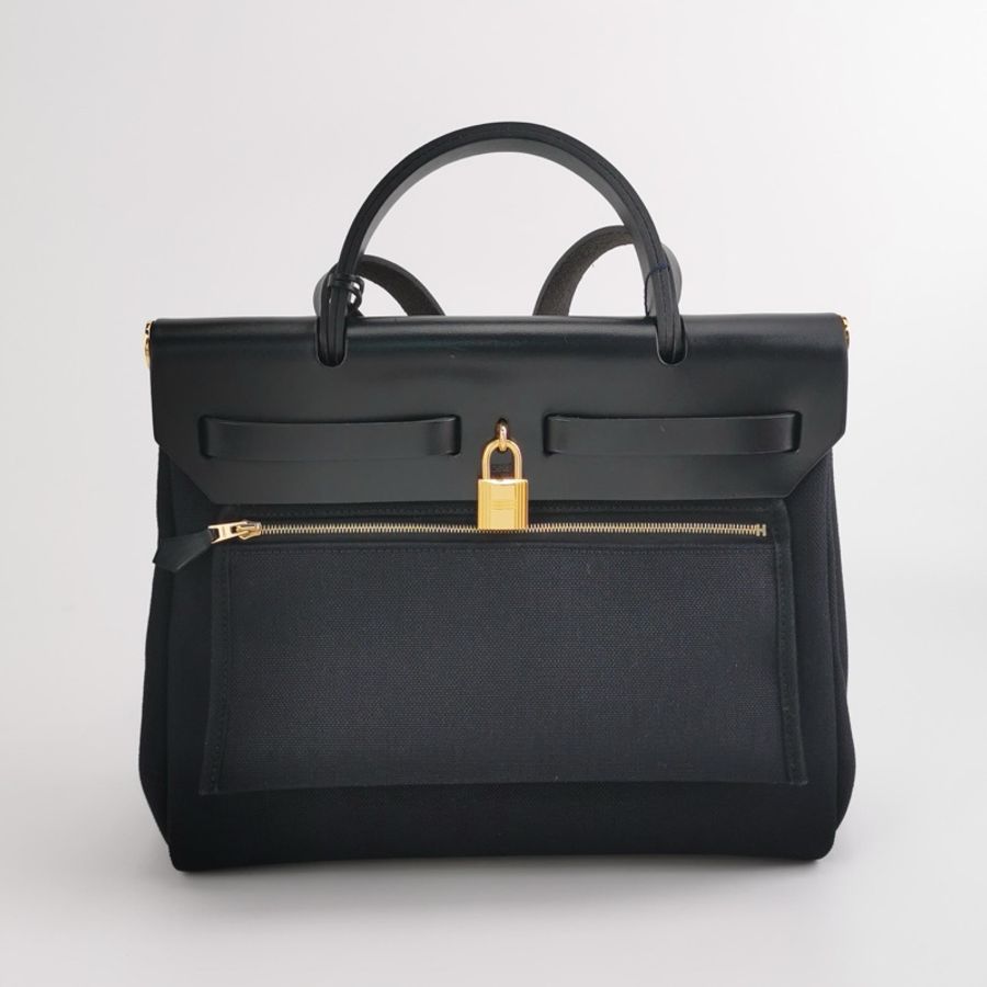 愛馬仕/Hermes Herbag31黑金手提包單肩包斜挎包-3