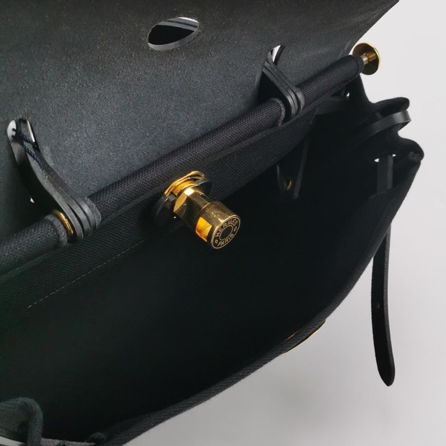 愛馬仕/Hermes Herbag31黑金手提包單肩包斜挎包-6