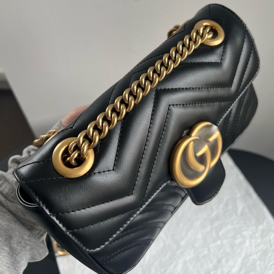 古馳Gucci marmont黑金馬蒙22,小號單肩包斜挎包-4