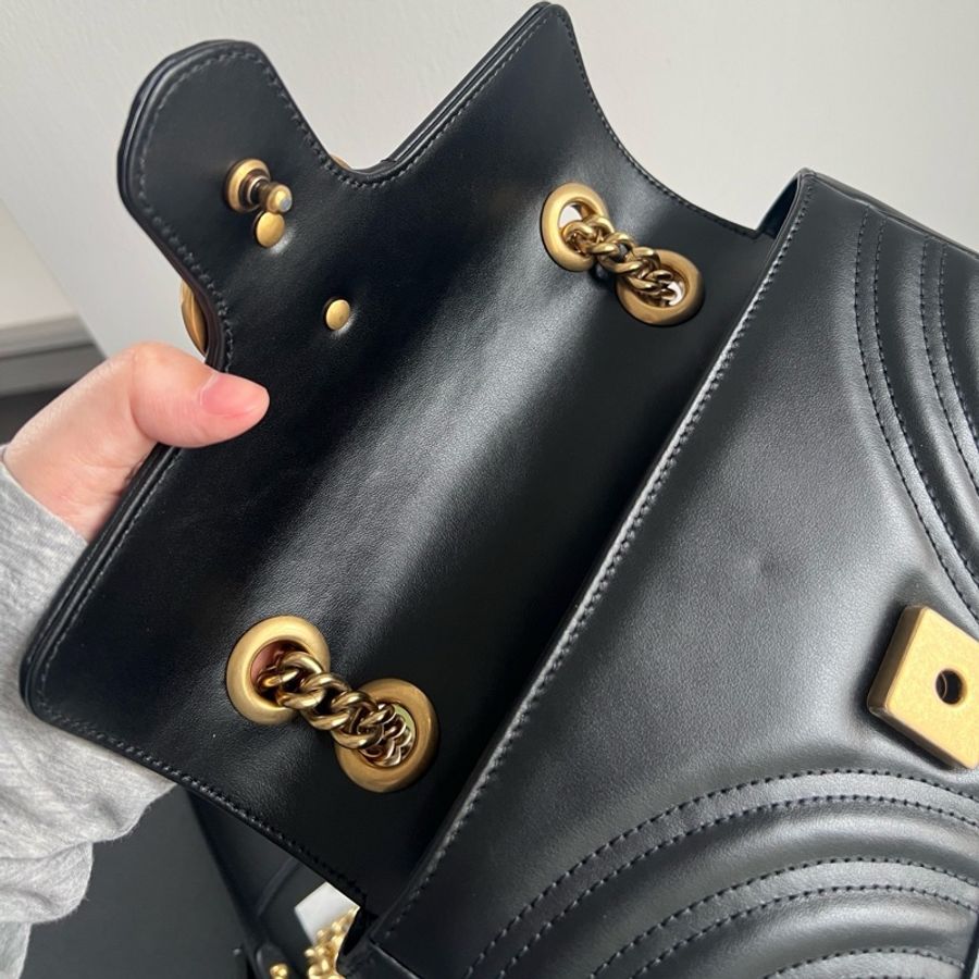 古馳Gucci marmont黑金馬蒙22,小號單肩包斜挎包-6