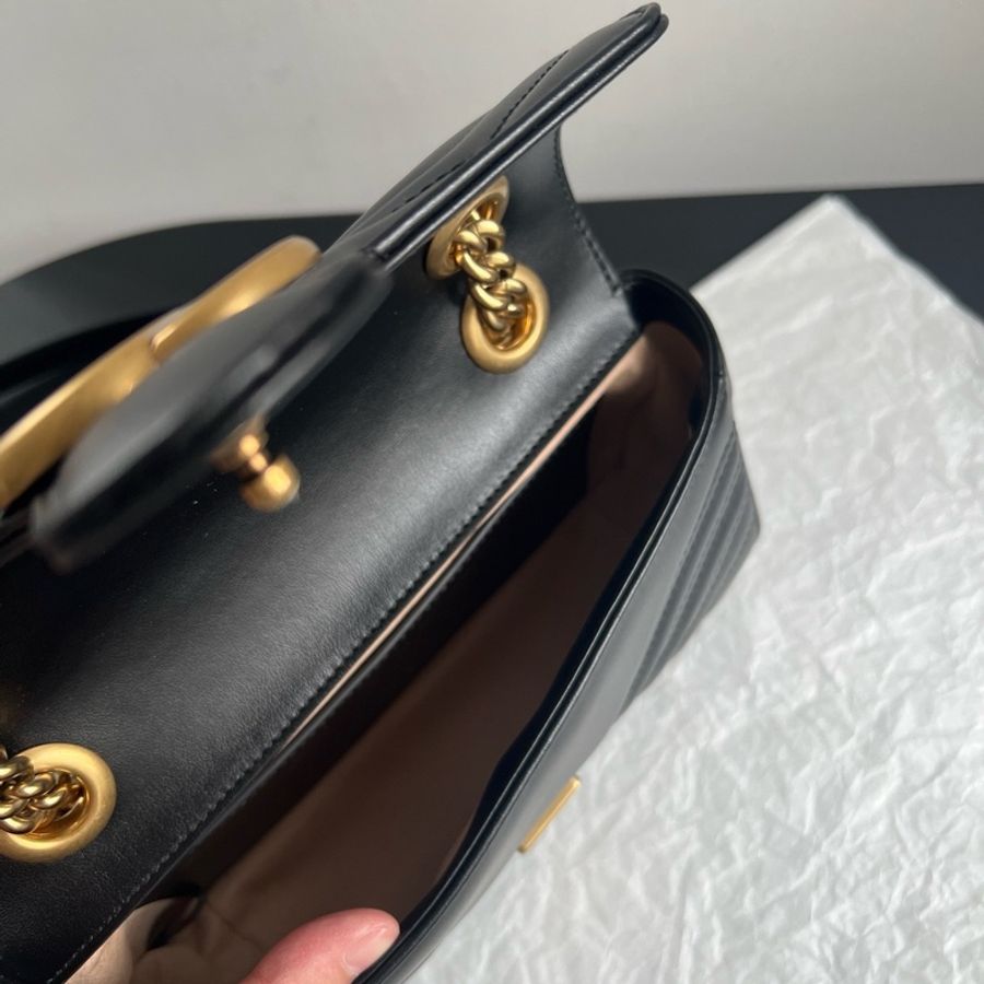 古馳Gucci marmont黑金馬蒙22,小號單肩包斜挎包-7