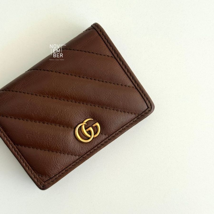 98新🆕 Gucci 古馳 GG Marmont 短夾 棕色-1