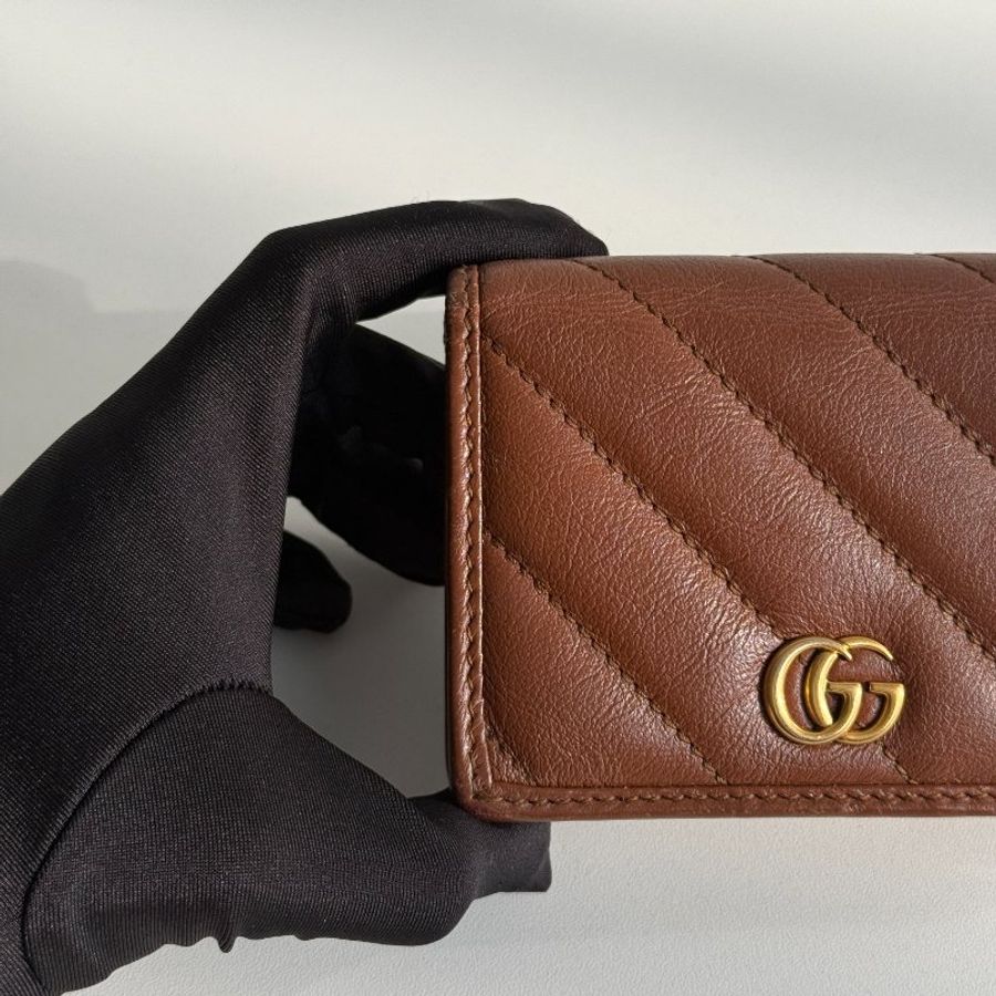 98新🆕 Gucci 古馳 GG Marmont 短夾 棕色-7
