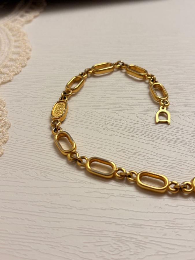 Christian Dior 迪奧經典 CD 鏤空手鏈 鍍金-8