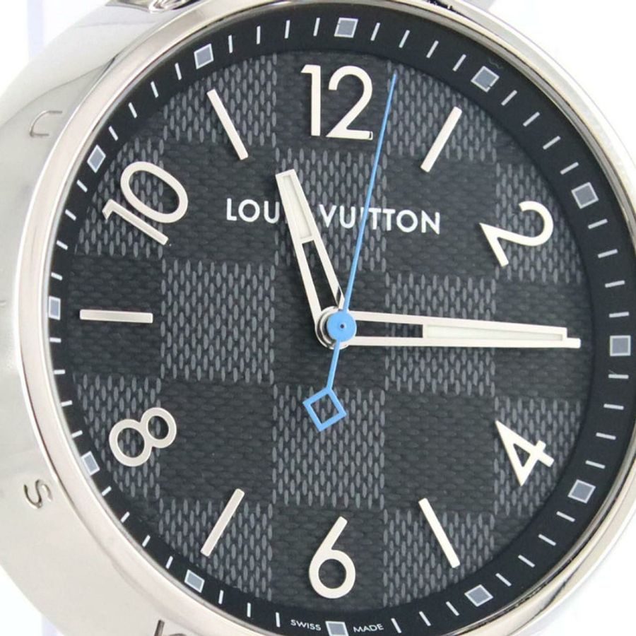路易威登 Tambour Damier Graphite QA073 SS 石英手錶-4