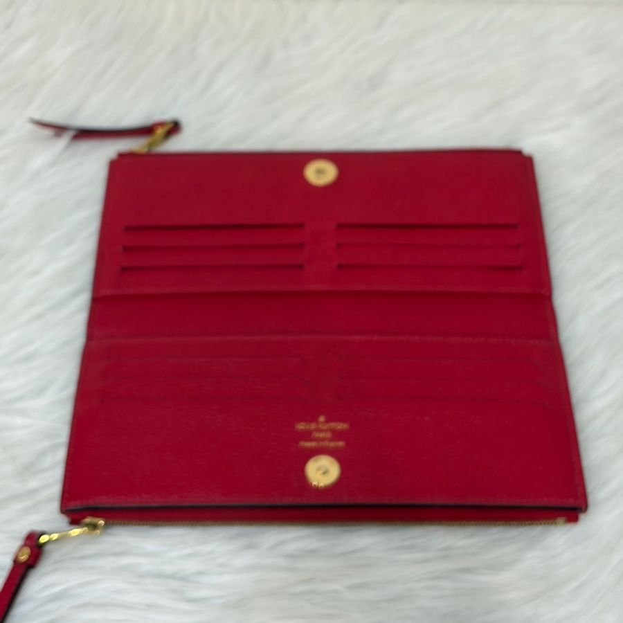 LV M62529 紅皮 牛皮 壓紋 金釦 對開 長夾-22