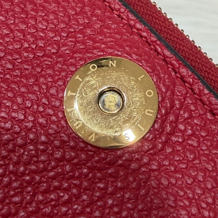 LV M62529 紅皮 牛皮 壓紋 金釦 對開 長夾-23