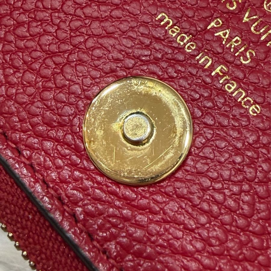LV M62529 紅皮 牛皮 壓紋 金釦 對開 長夾-24