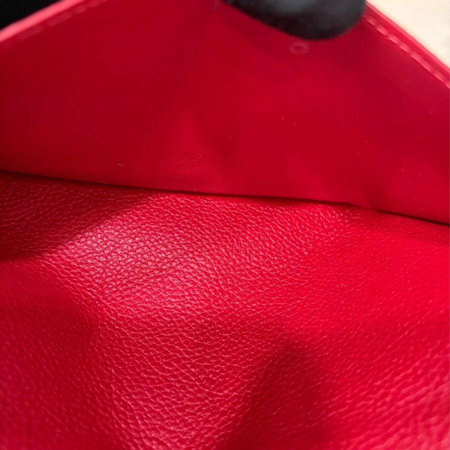 LV M62529 紅皮 牛皮 壓紋 金釦 對開 長夾-34
