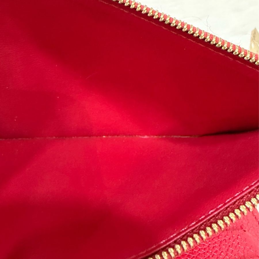 LV M62529 紅皮 牛皮 壓紋 金釦 對開 長夾-37