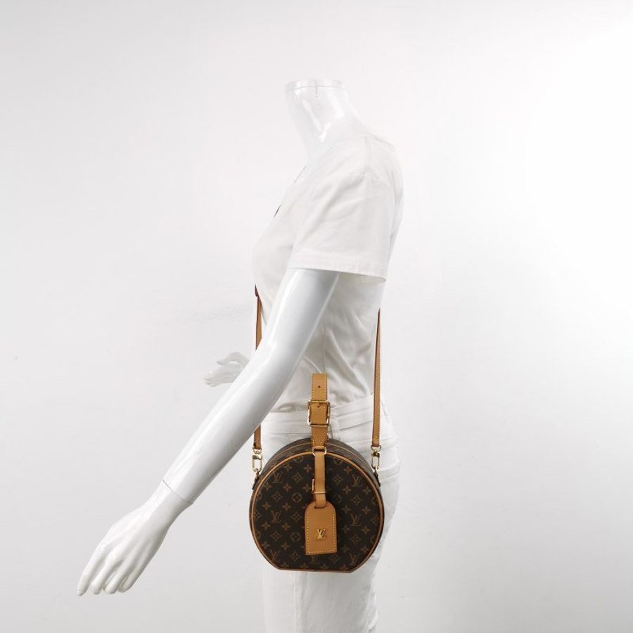 Louis Vuitton (LV) Boite Chapeau小號植鞣革Monogram印花圓餅包斜挎包單肩包芯片款-1